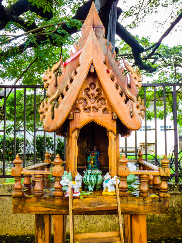 Wooden spirit house in Hat Yai, Thailand