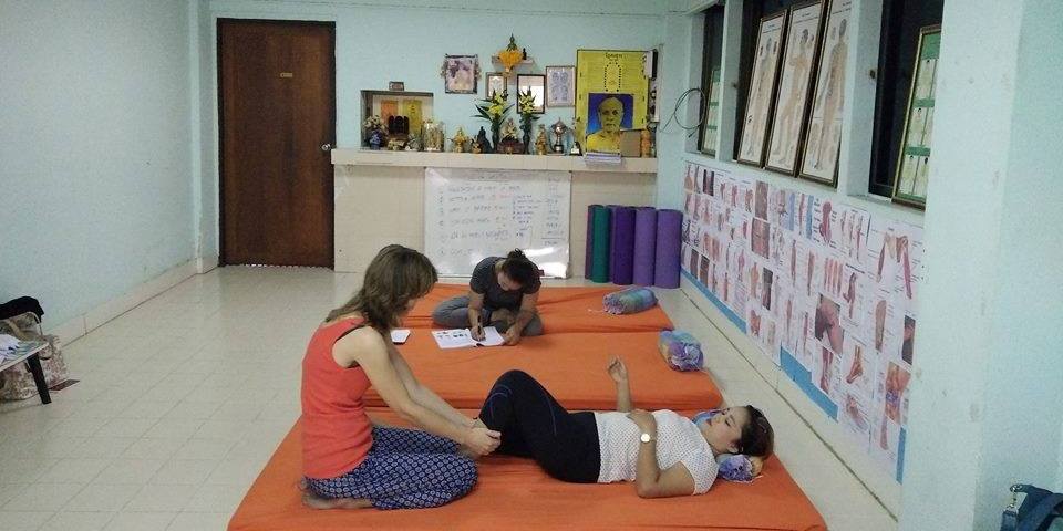 Practicing at the Thai Yoga Massage School Bangkok