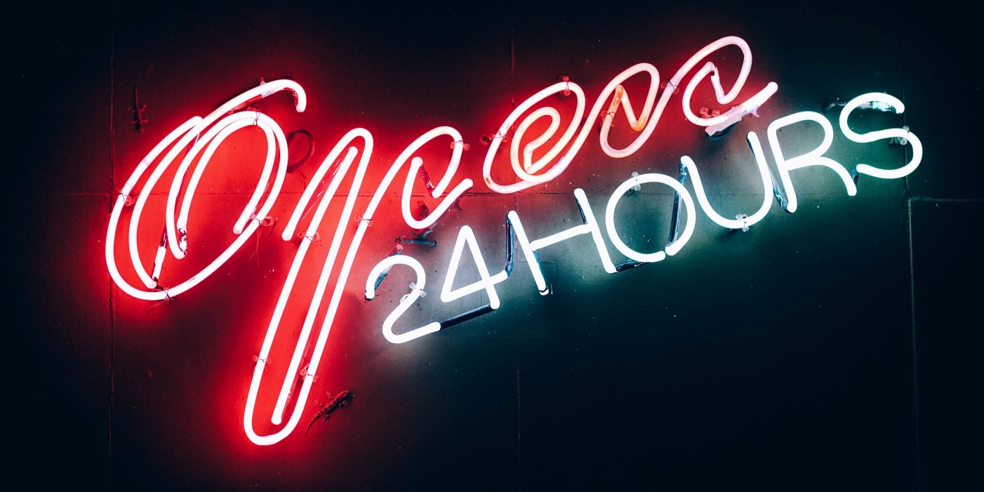 Open 24 hours neon sign