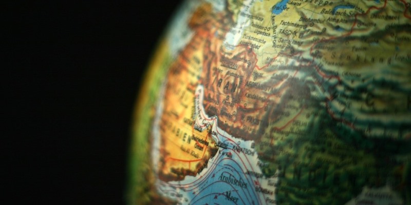 Globe showing country of Iran