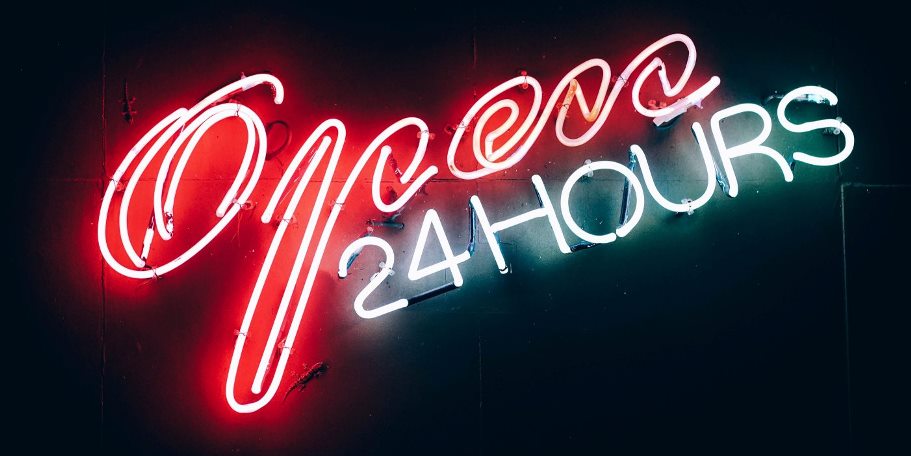 Open 24 hours neon sign - Sensual Massage