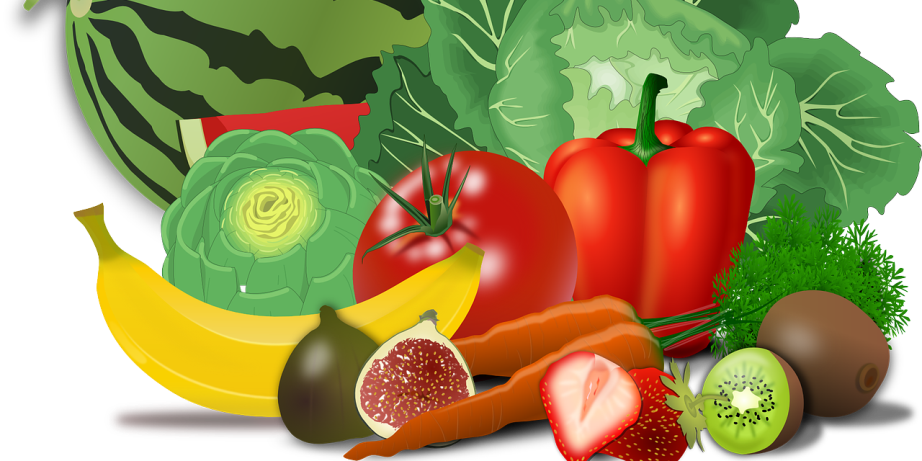Drawing of healthy vegetables and fruits