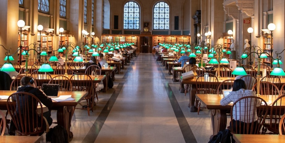 People reading in library in silence