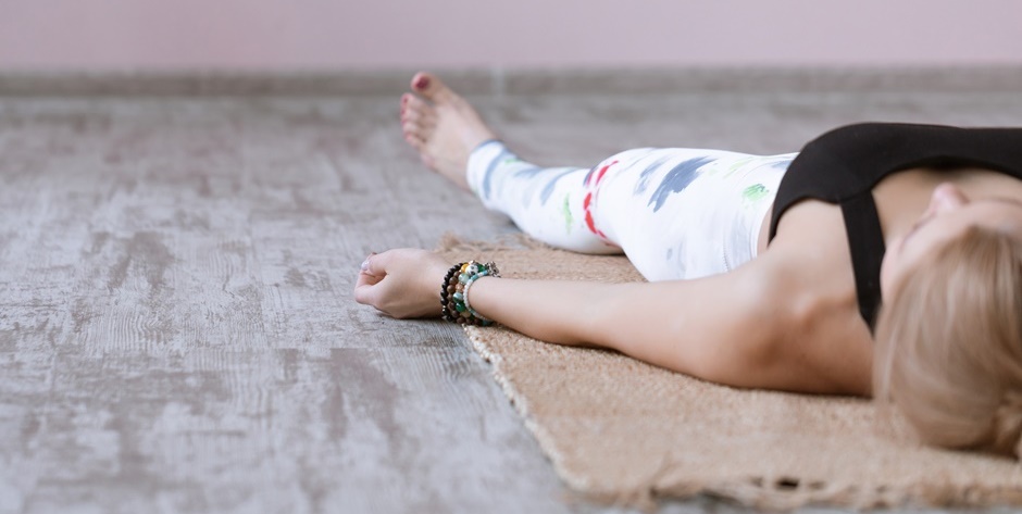 Breathwork practice on the floor