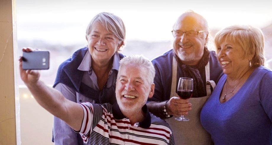 Elderly people having a good time together