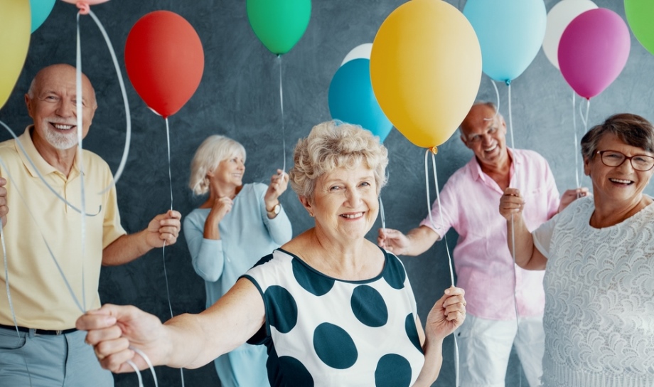 Elderly people having a party together