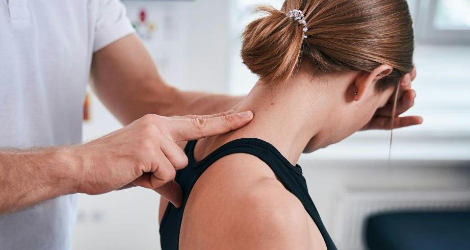 Patient receiving neck treatment