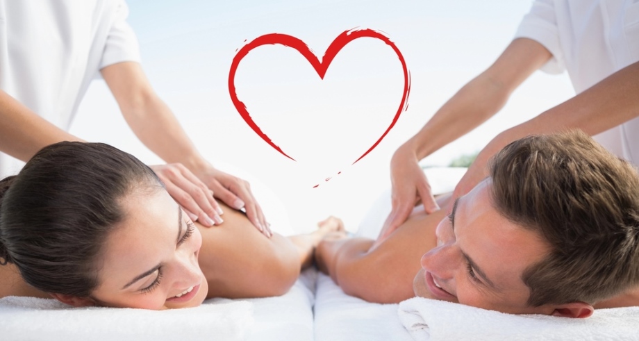 Couple enjoying a couples massage session
