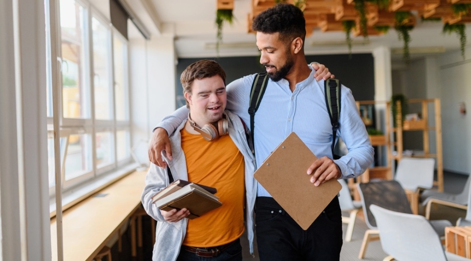 Student helping another student