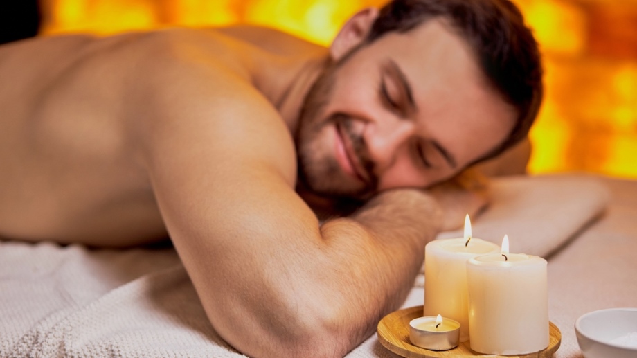 Man relaxing on massage table