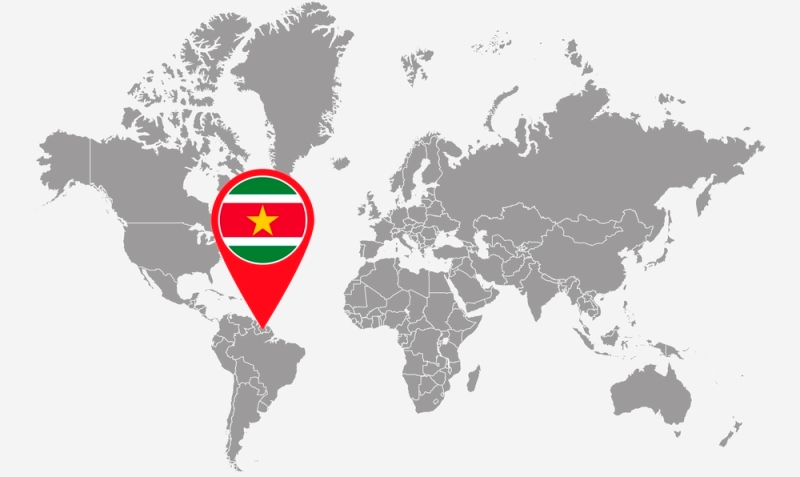 Suriname on world map