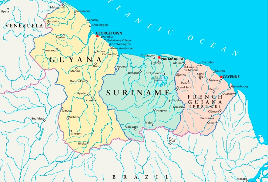 Map of the three guianas