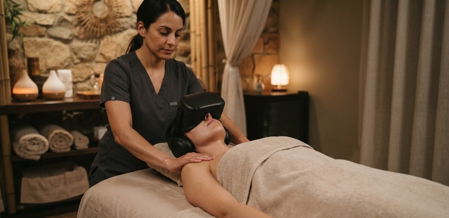Woman receiving VR Massage